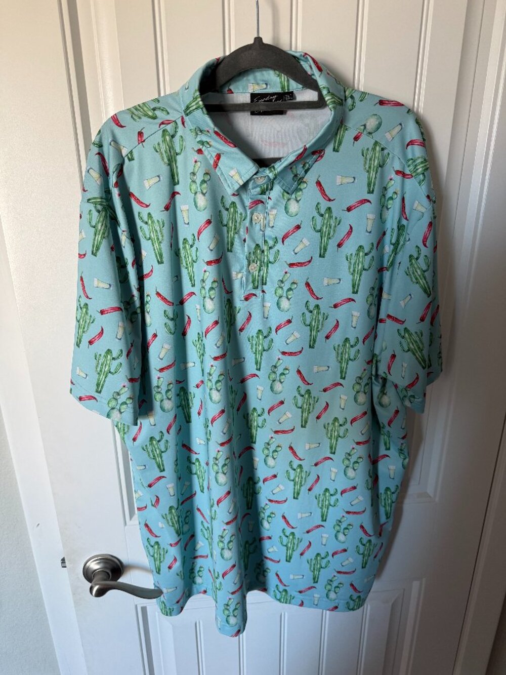 Sunday Swagger Polo Mens 2XL Blue Cactus Chili Tequila Sunrise Golf Performance